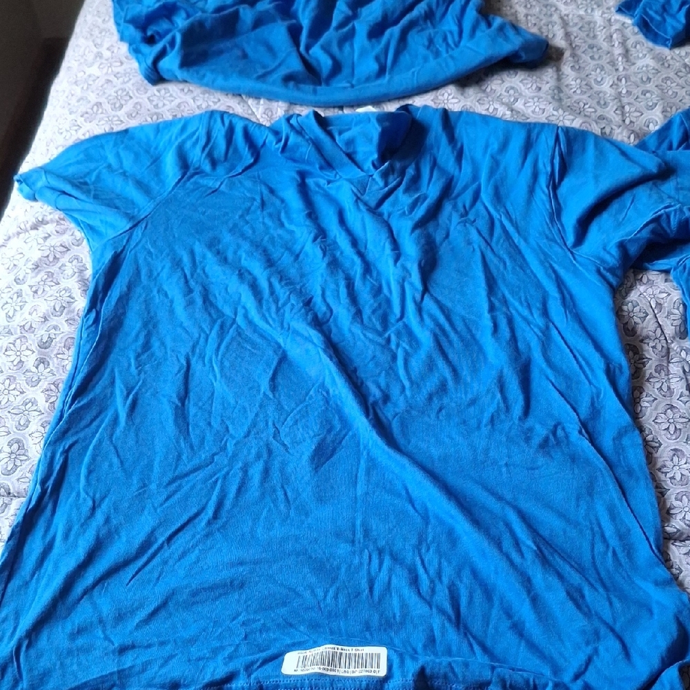 4 Large Blue V-Neck Tee Shirts. 4 Shirts For 1 Price.